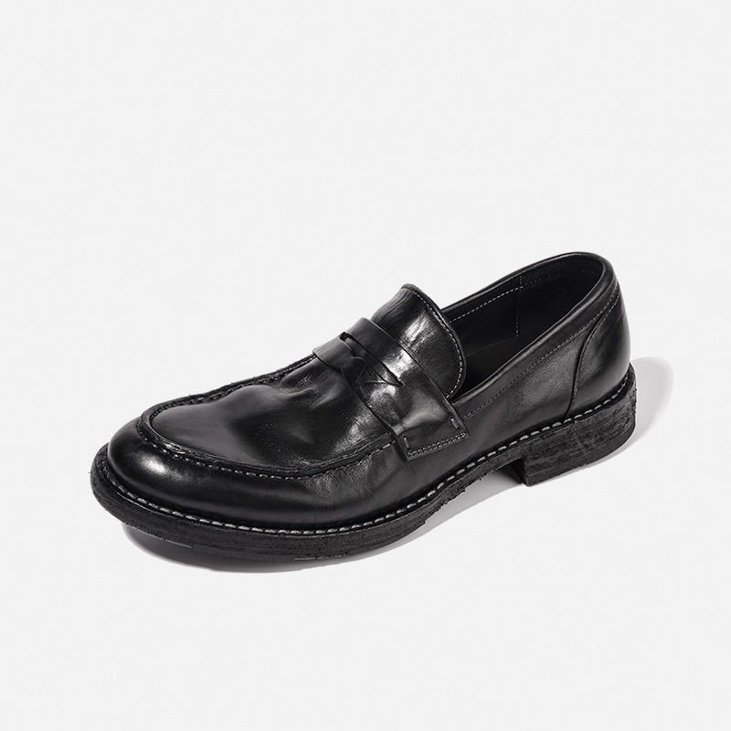 高档马皮一脚蹬男鞋2024新款夏季透气乐福鞋